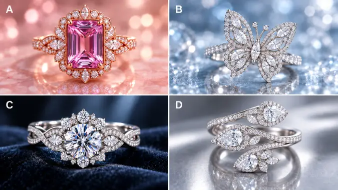 PICK A RING. Options A, B, C, and D.