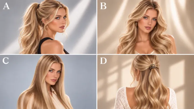 PICK A HAIRSTYLE. Options A, B, C, and D.