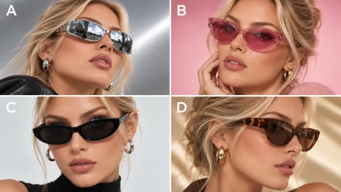 PICK A PAIR OF SUNGLASSES. Options A, B, C, and D.
