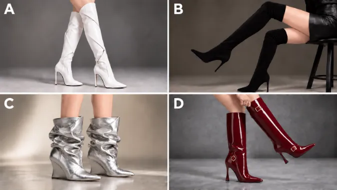 PICK A PAIR OF BOOTS. Options A, B, C, and D.