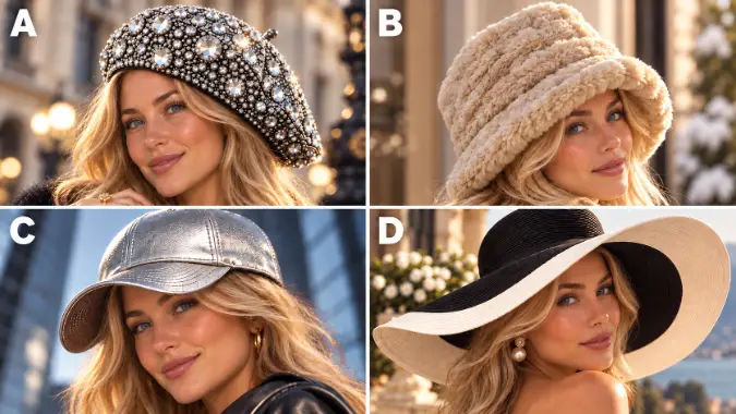 PICK A HAT. Options A, B, C, and D.